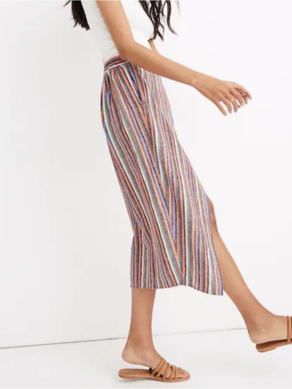 Madewell Overlay Rainbow Stripe midi skirt L